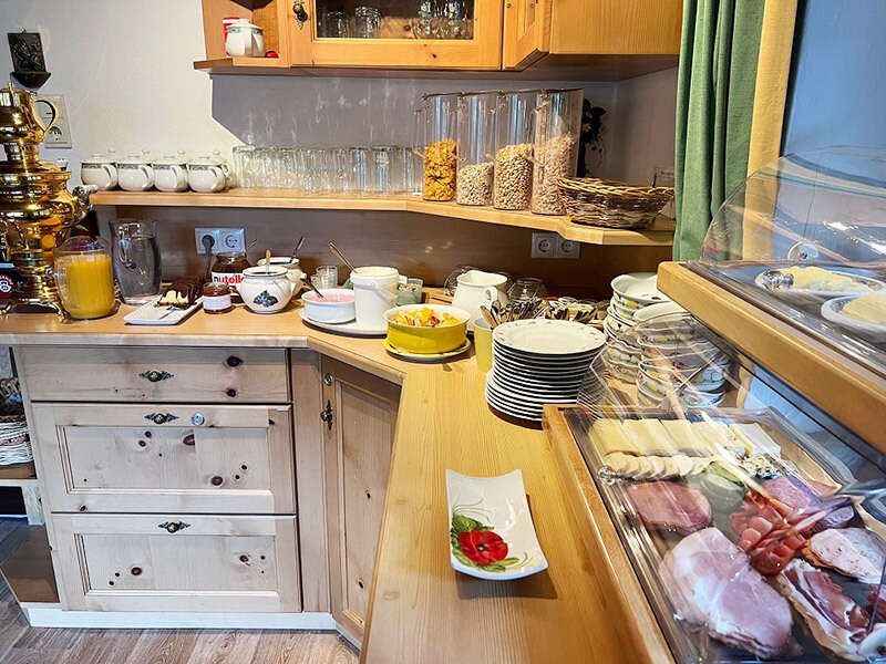 Frühstücksbuffet in der Frühstückspension Jenneweinhof